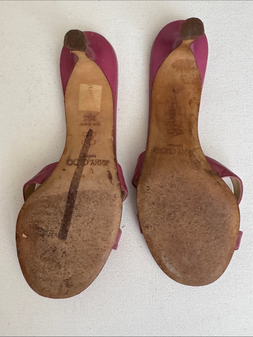 Vintage Jimmy Choo Magenta Purple Criss Cross Strappy Kitten Heel Mule Sandals - Picture 3 of 6